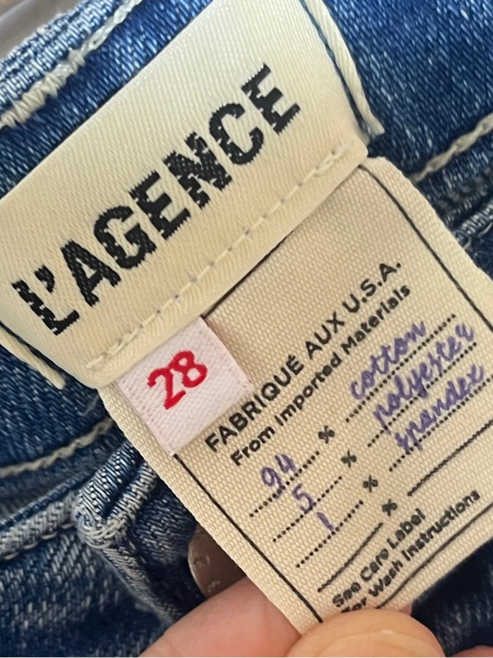 L'AGENCE Blue Denim, Wanda High Rise Wide Leg, Size 28 - Picture 4 of 7